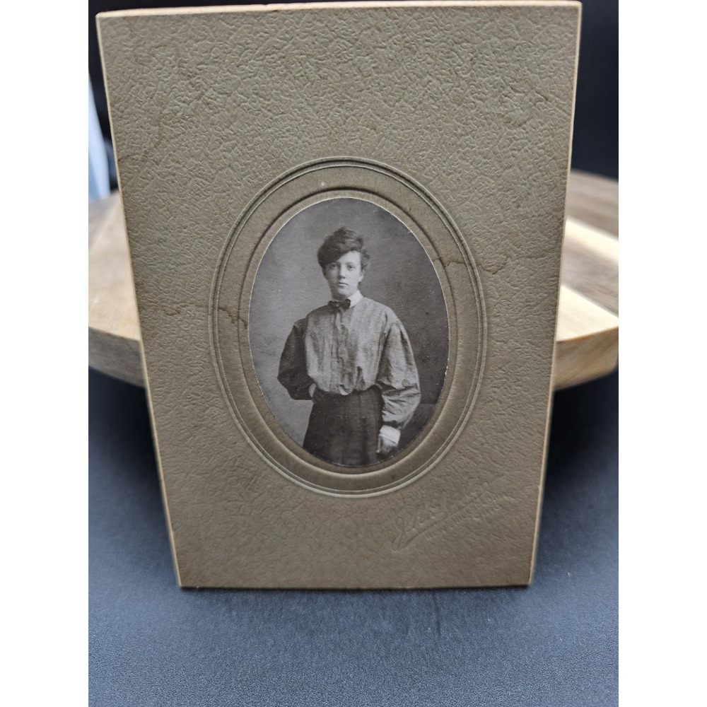 Antique Cabinet Card Photograph Young Boy Bow Tie JR Lytle New Philadelphia Ohio